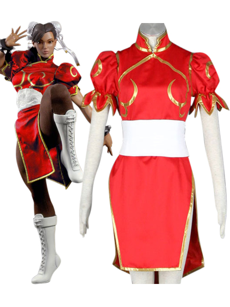 Street Fighter Chun-Li Red Cosplay Costume